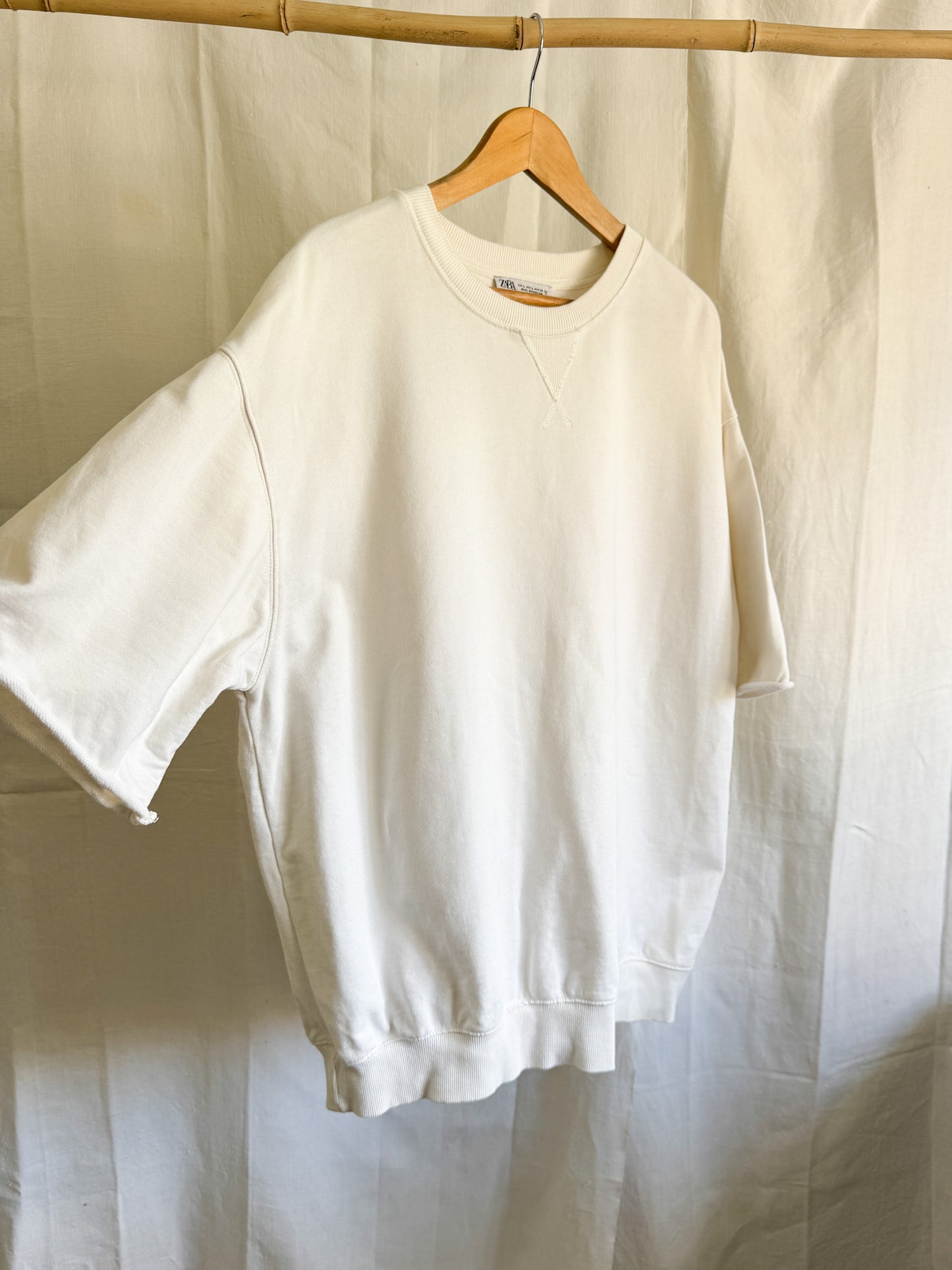 Zara Boxy White Sweat Top L