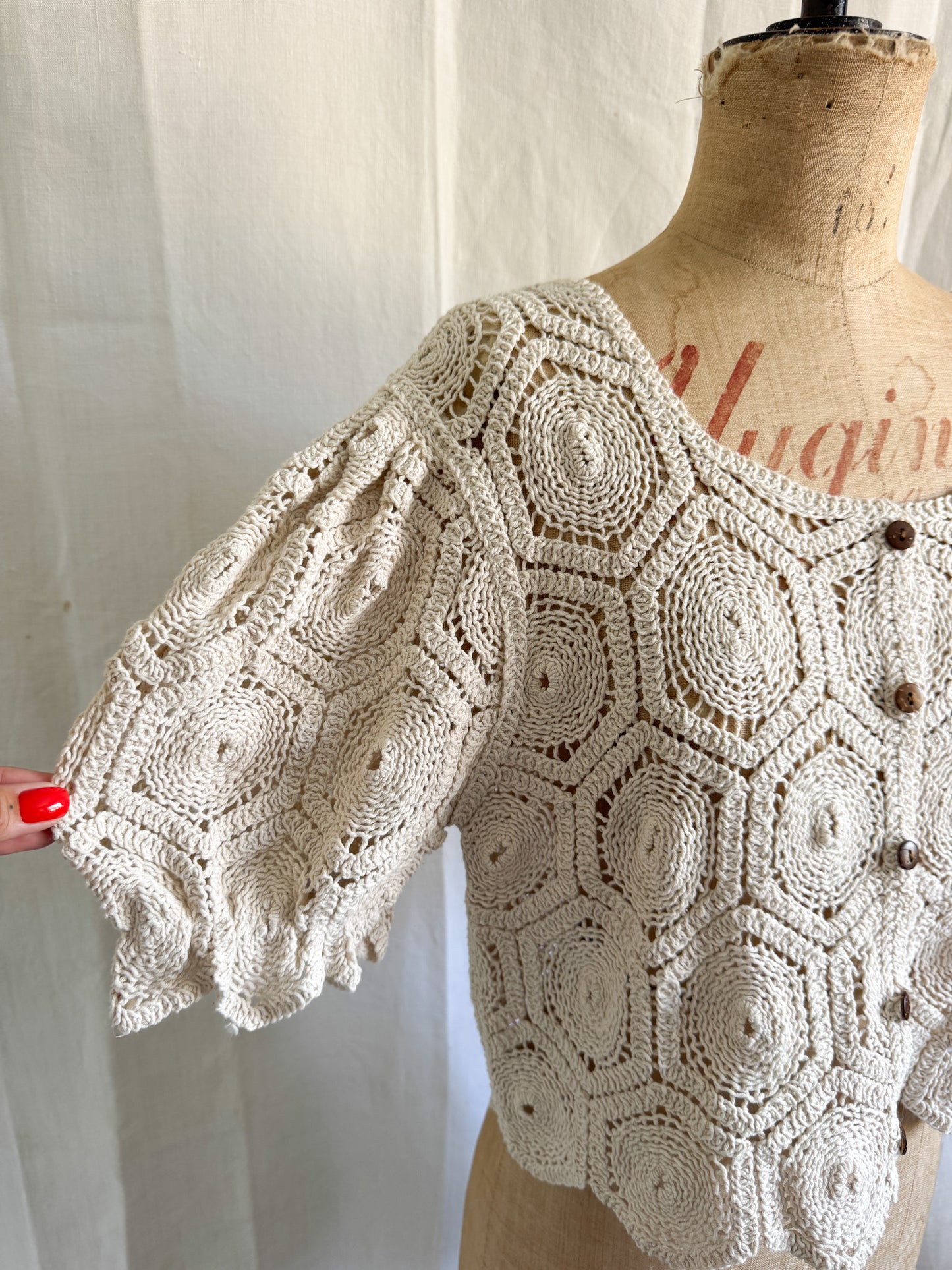Crochet Cropped Cardi Top S