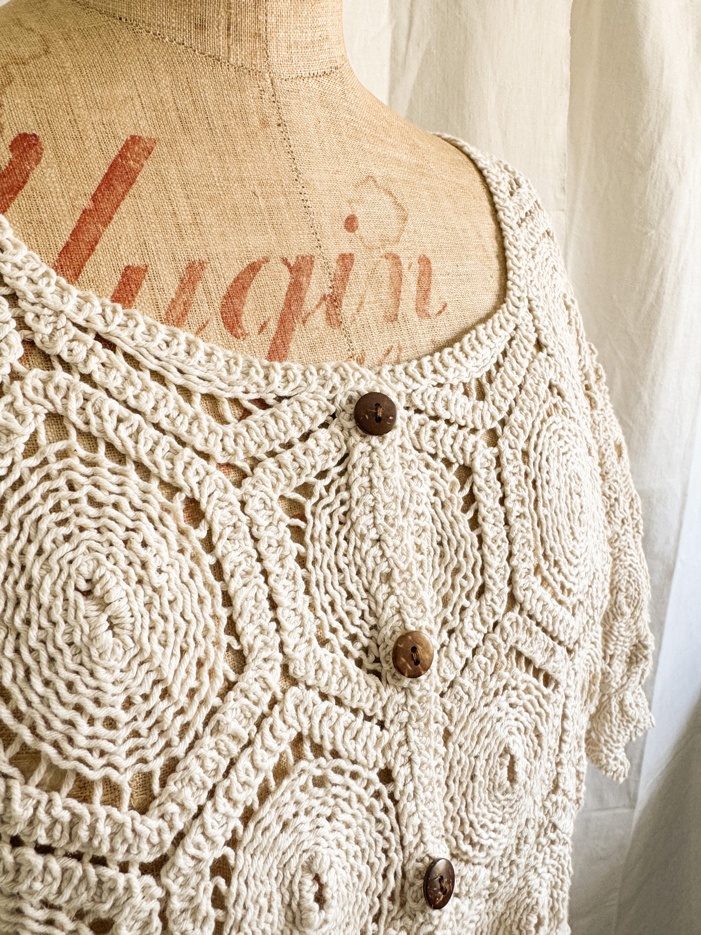 Crochet Cropped Cardi Top S