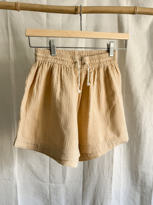 Beige Cheesecloth Shorts M