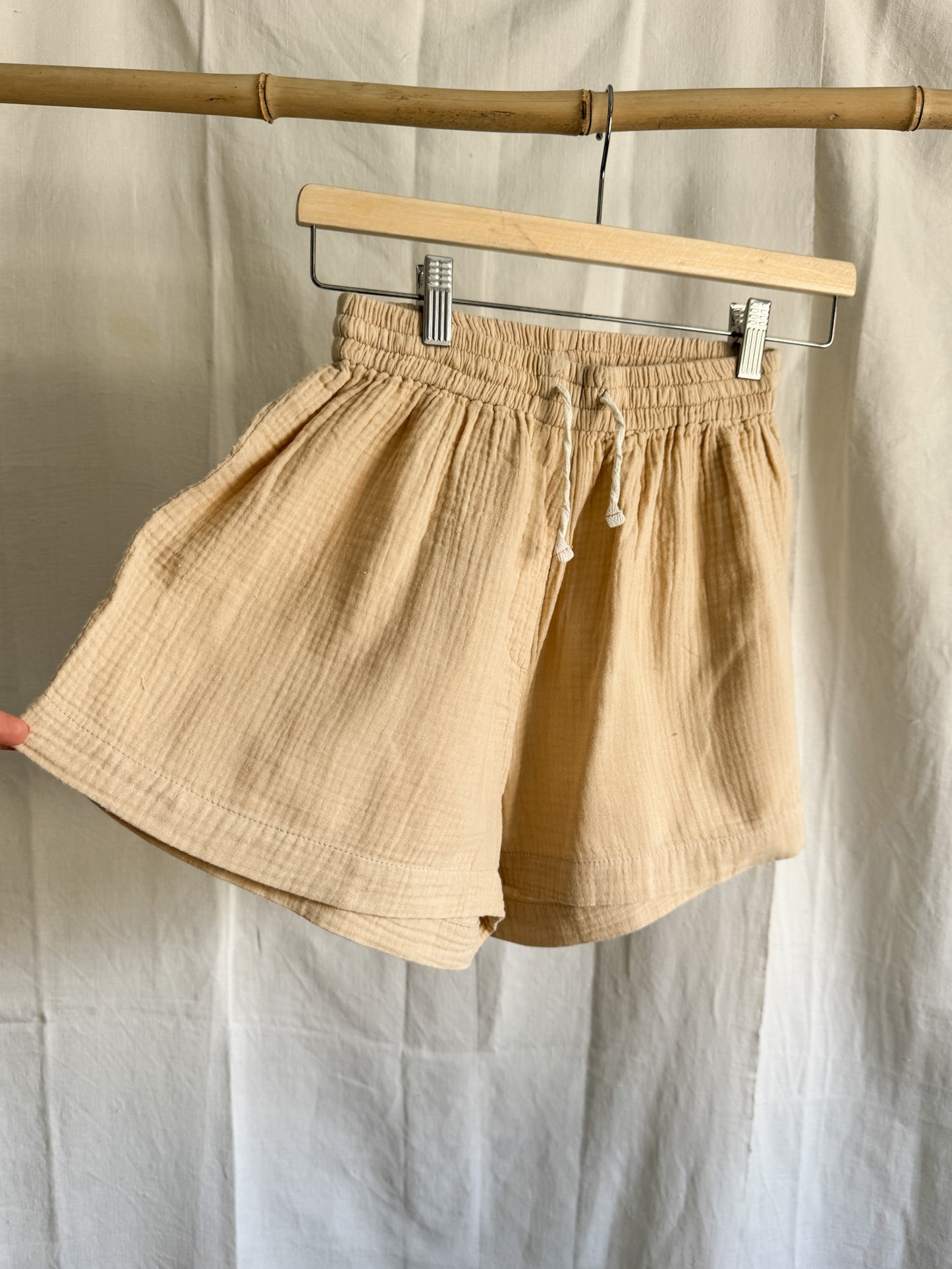 Beige Cheesecloth Shorts M