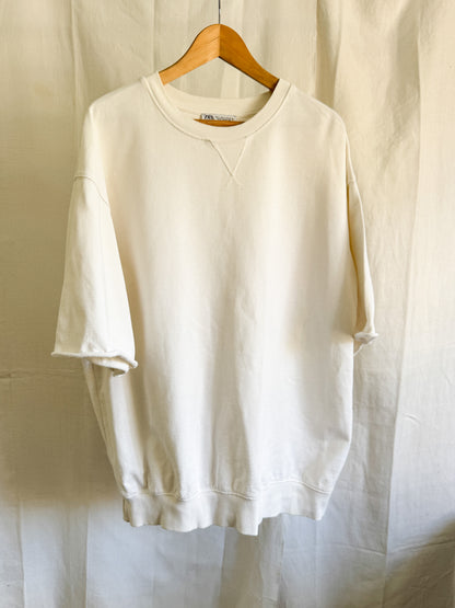 Zara Boxy White Sweat Top L