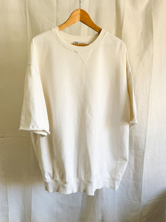 Zara Boxy White Sweat Top L