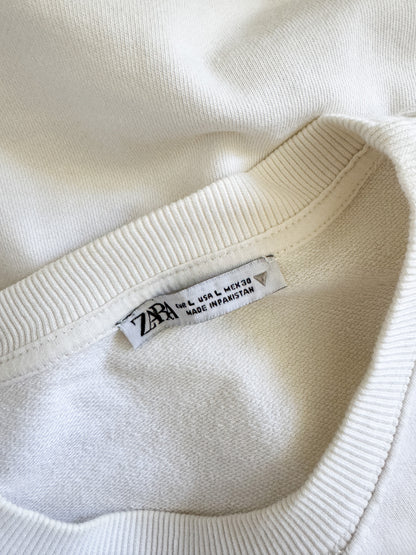 Zara Boxy White Sweat Top L