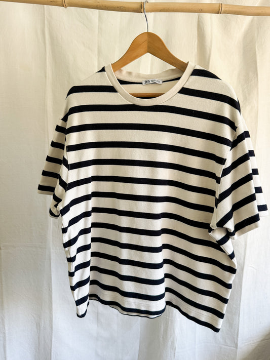 Zara Striped Oversized Tee XL