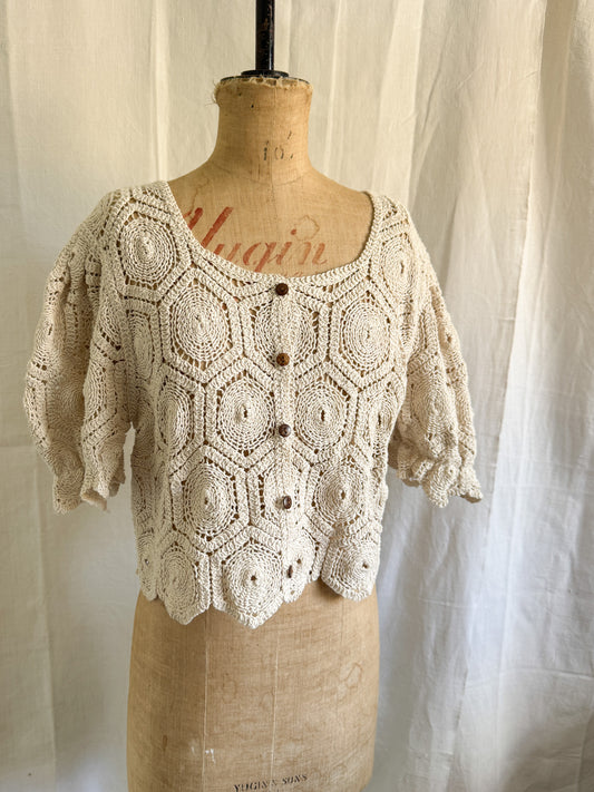 Crochet Cropped Cardi Top S