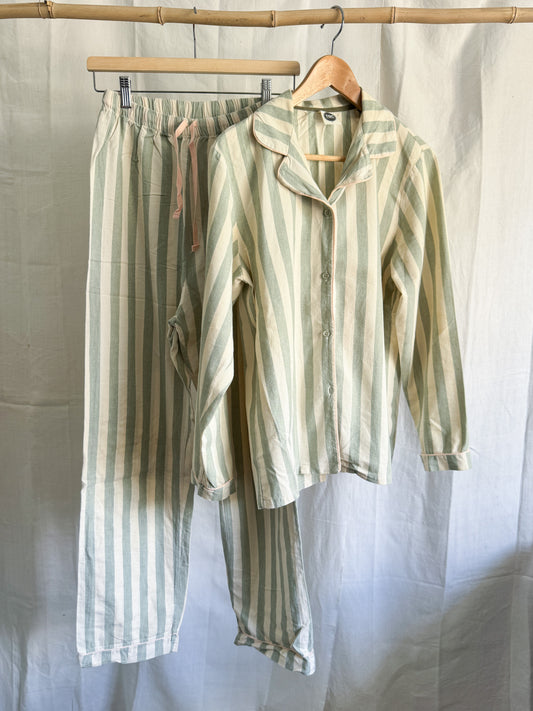 The Bright Co Green Stripe PJs Small